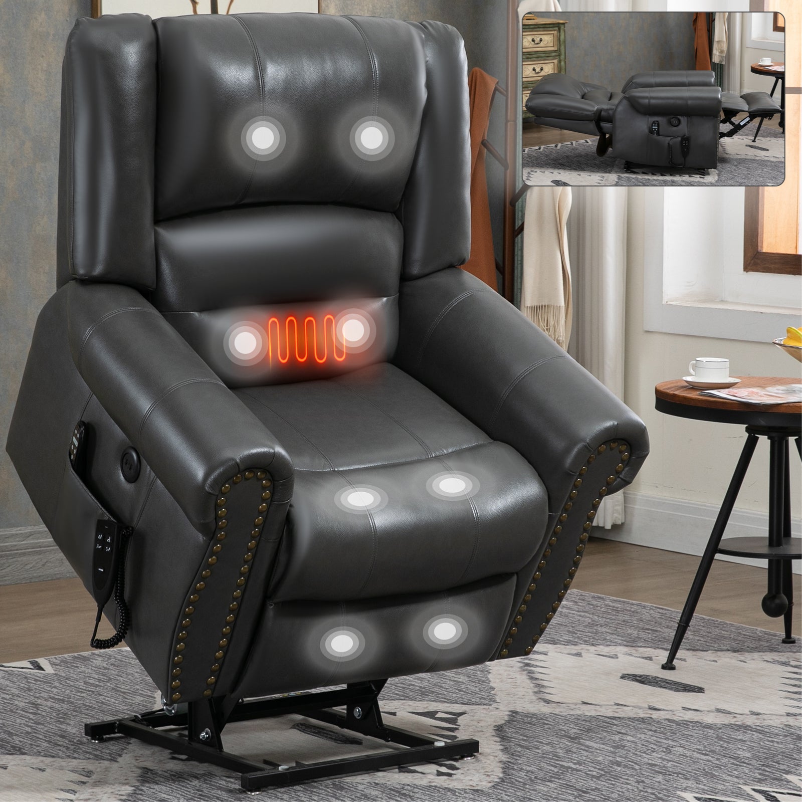 Dual-Motor Power Lift Heat & Massage Recliner detail image 59
