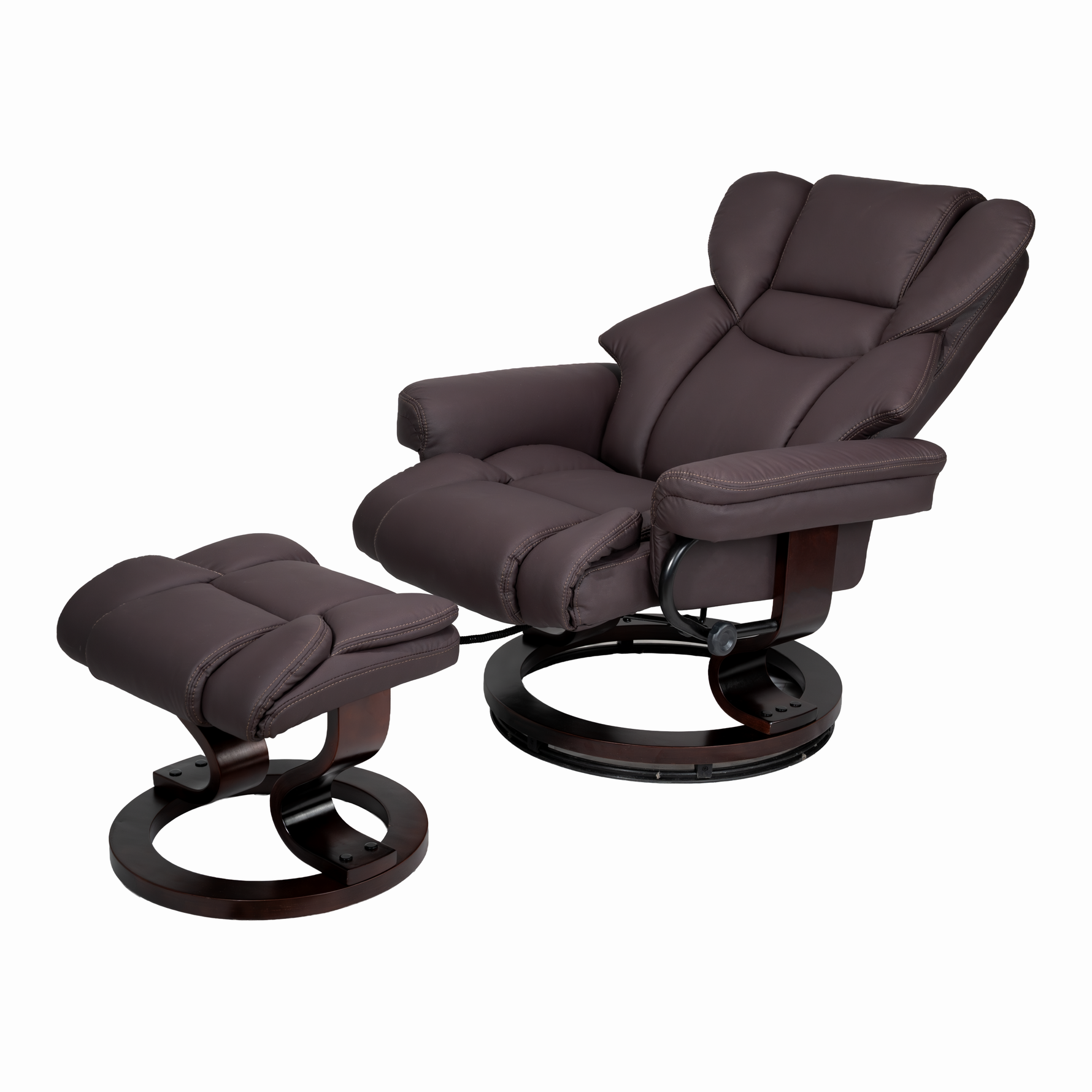8-Point Massage Recliner with Ottoman, Heated Reclining Chair, Bent Wood Base detail image 35