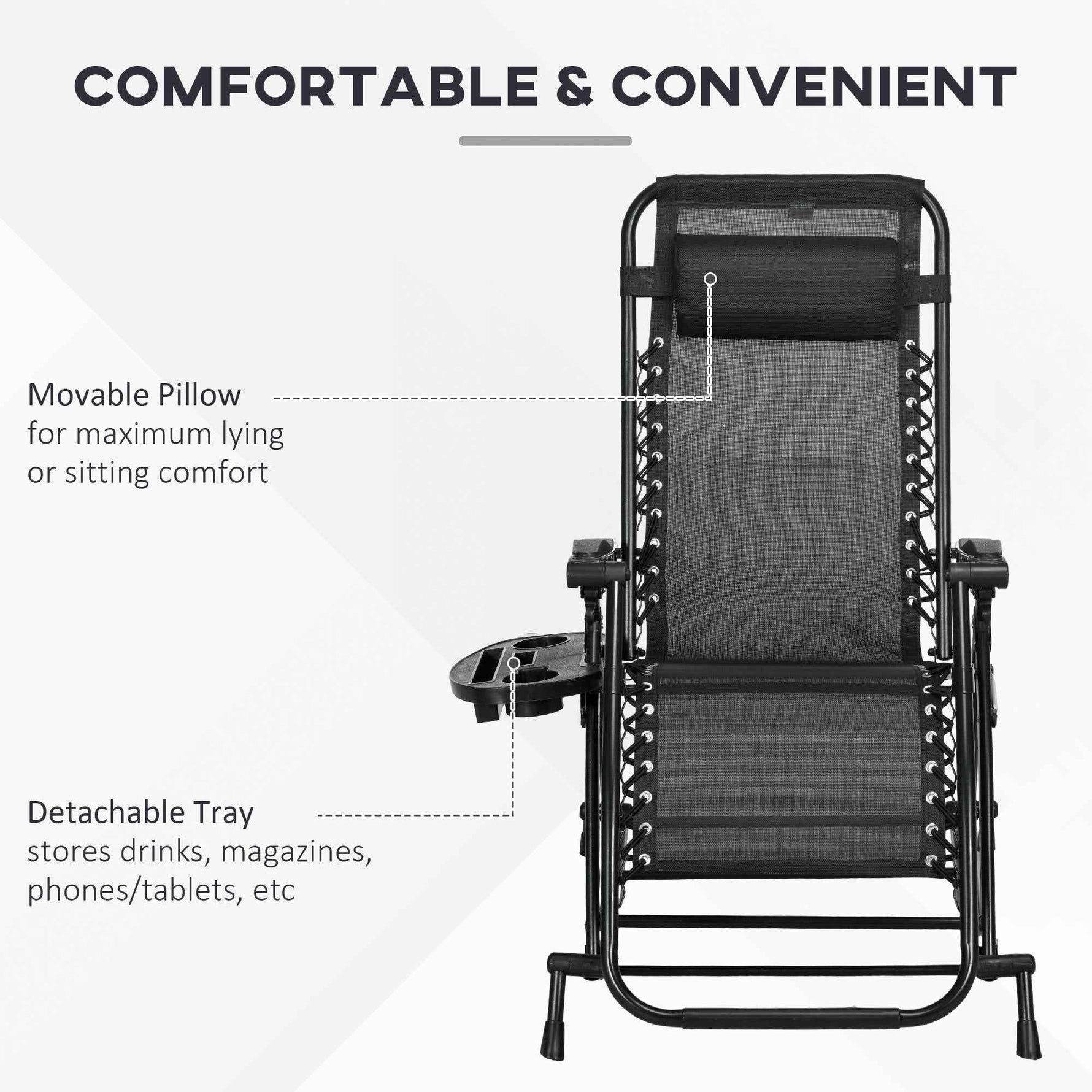 Outsunny Folding Zero Gravity Rocking Chair Set detail image 5