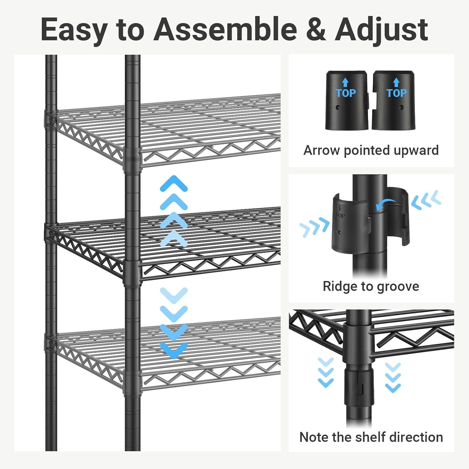 Heavy-Duty Adjustable Wire Shelving Unit with Wheels & Levelers for workshop, garage, storage, or utility use