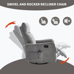 Heat Massage Manual Recliner Chair with Rocker and Swivel in Fabric for Living detail image 6