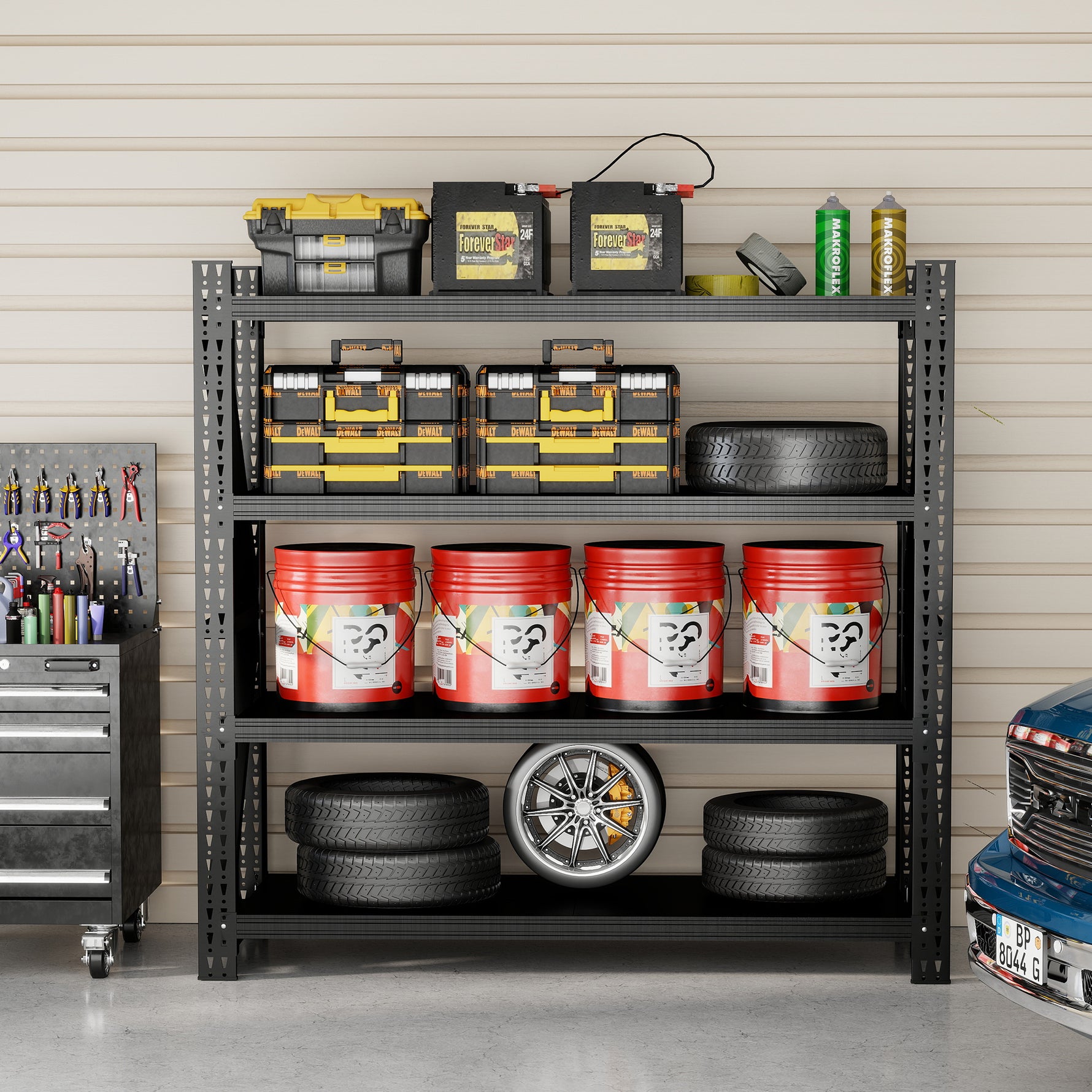 Heavy Duty Metal Adjustable Garage Shelving Unit, 4000lb Capacity Industrial Storage Rack for workshop, garage, storage, or utility use