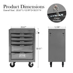 Rolling 5-Drawer Steel Tool Chest with Stainless Steel Top for workshop, garage, storage, or utility use