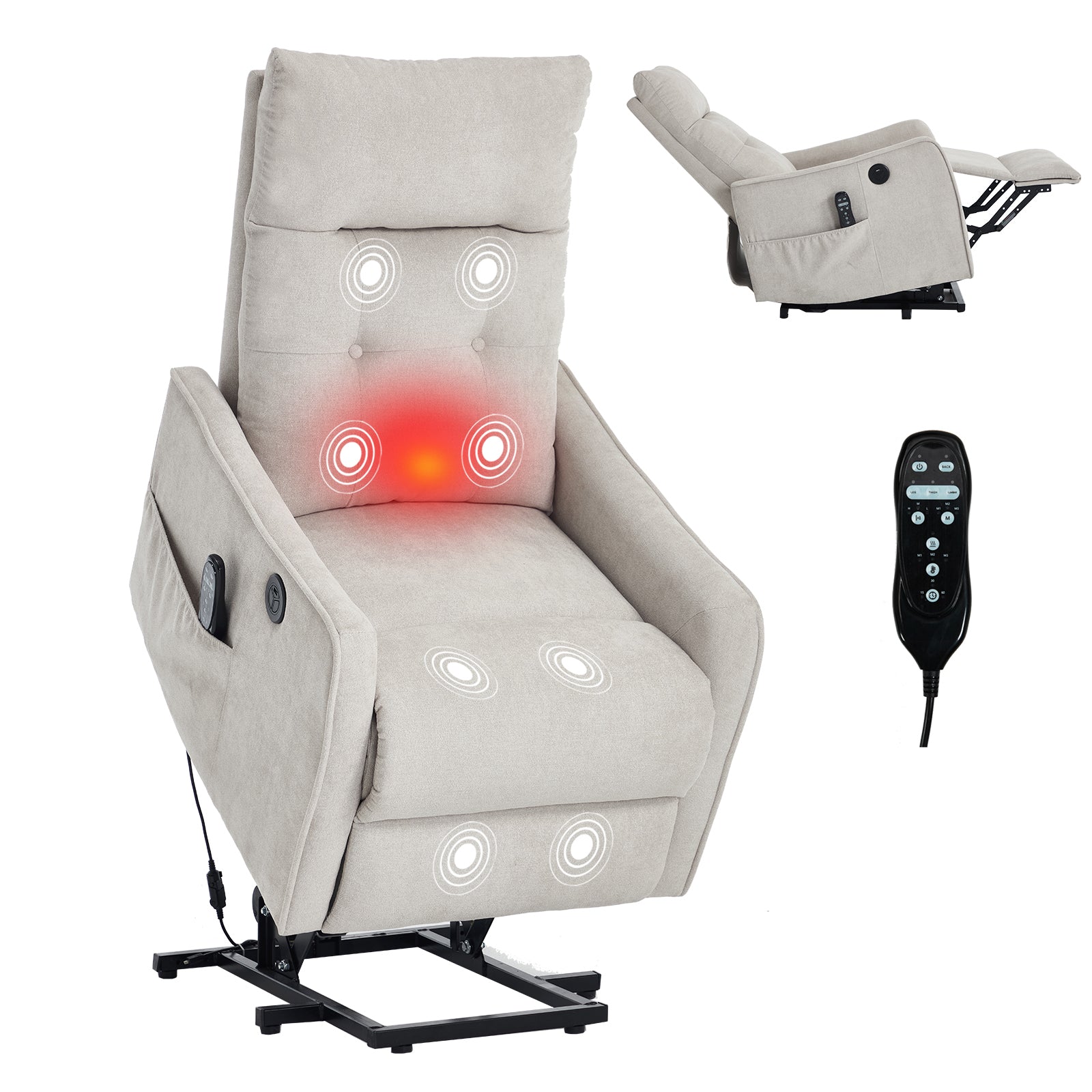 Single Motor Power Lift Recliner Chair with Massage & Heat detail image 47