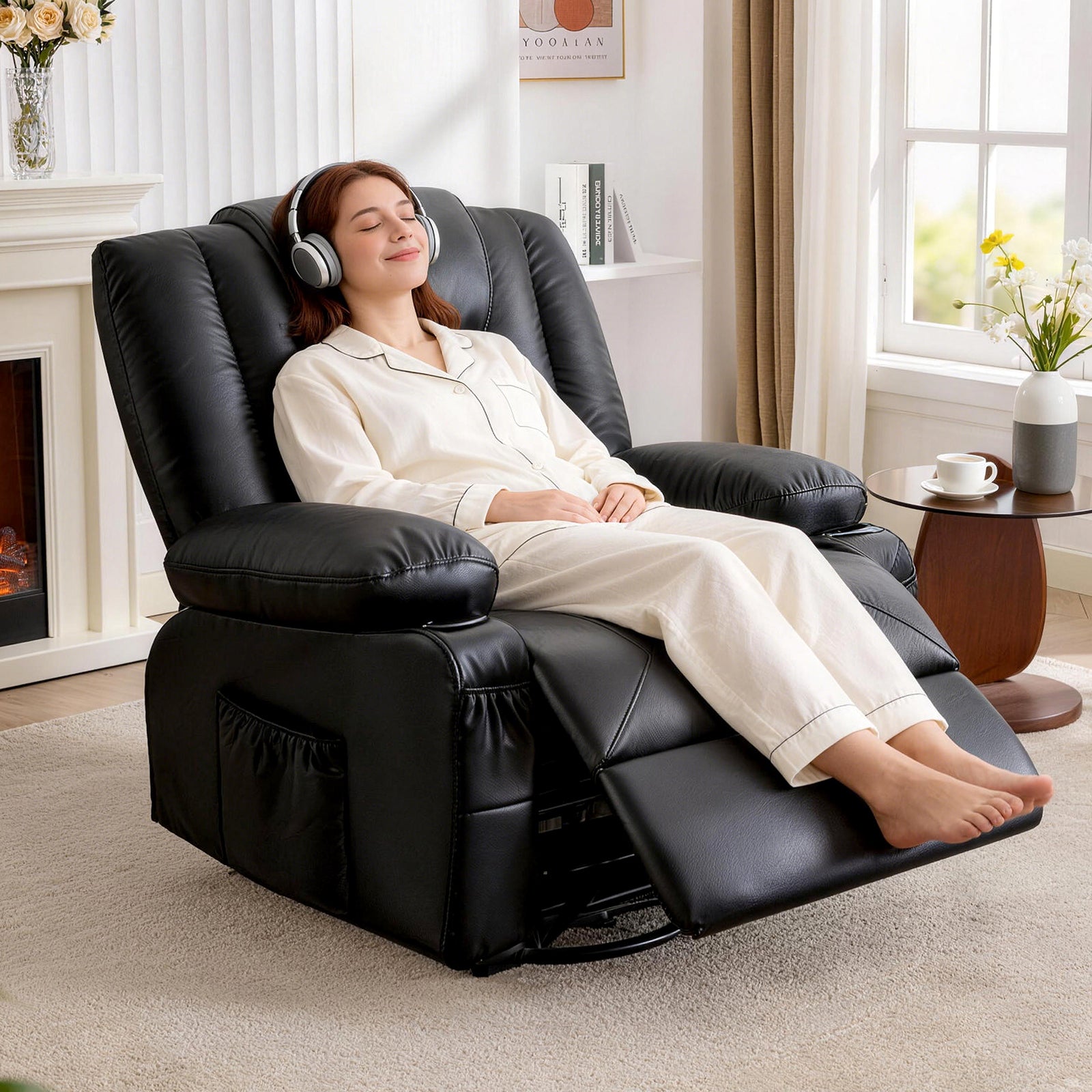 Rocker Recliner Chair with Massage and Heat for Adults, 360°Swivel detail image 18
