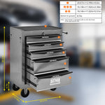 Rolling 5-Drawer Steel Tool Chest with Stainless Steel Top for workshop, garage, storage, or utility use