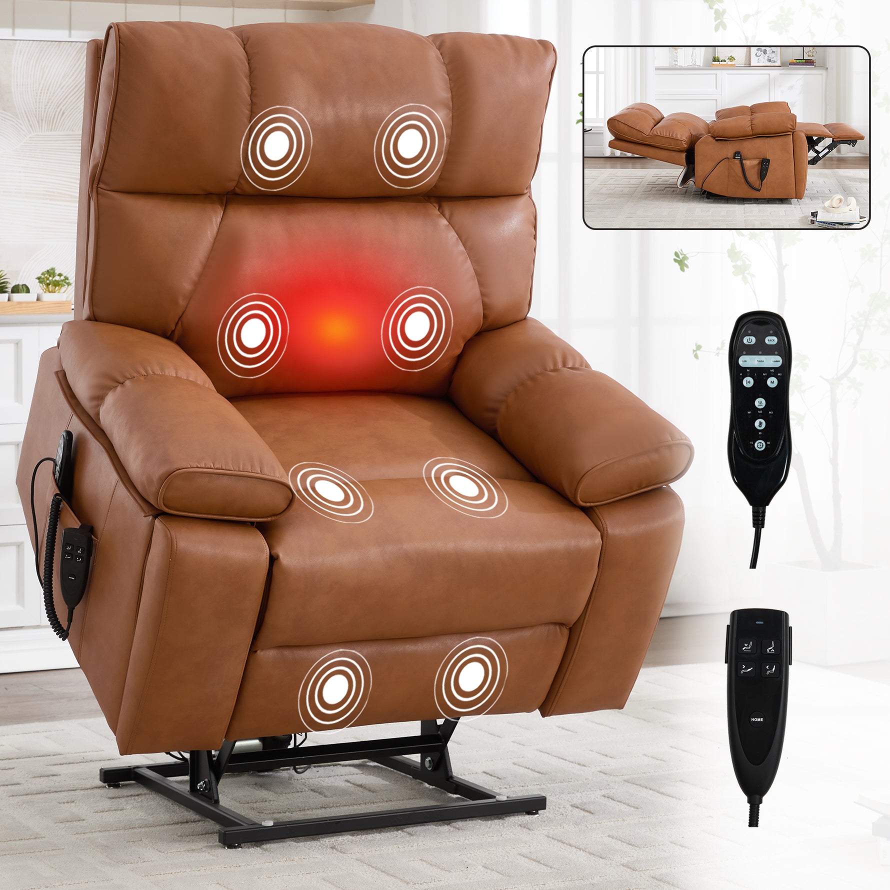 Dual-Motor Power Lift Recliner with Heat & Massage, 350 lb Capacity detail image 164