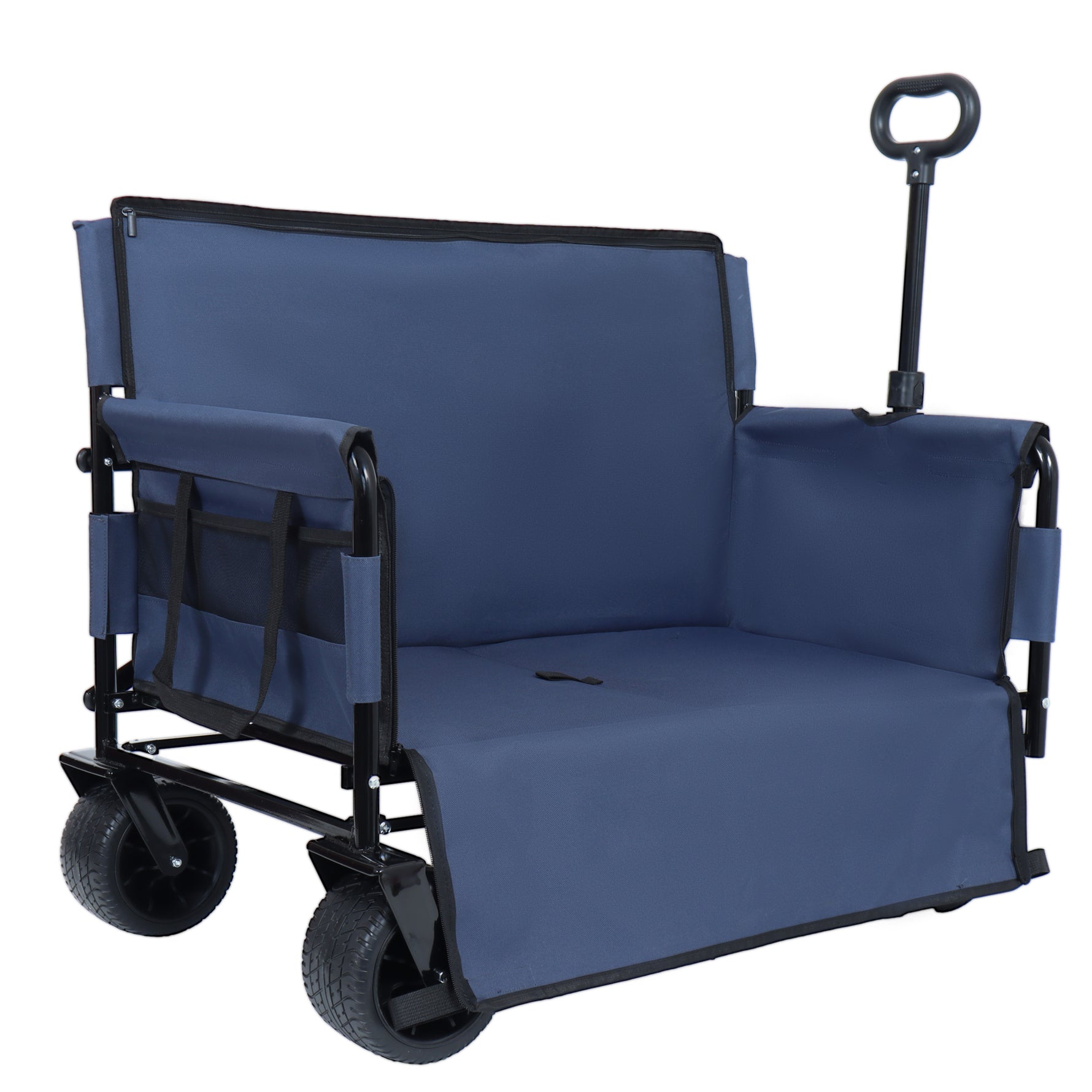 3-in-1 Folding Wagon Cart with Bench Seat & Storage for workshop, garage, storage, or utility use