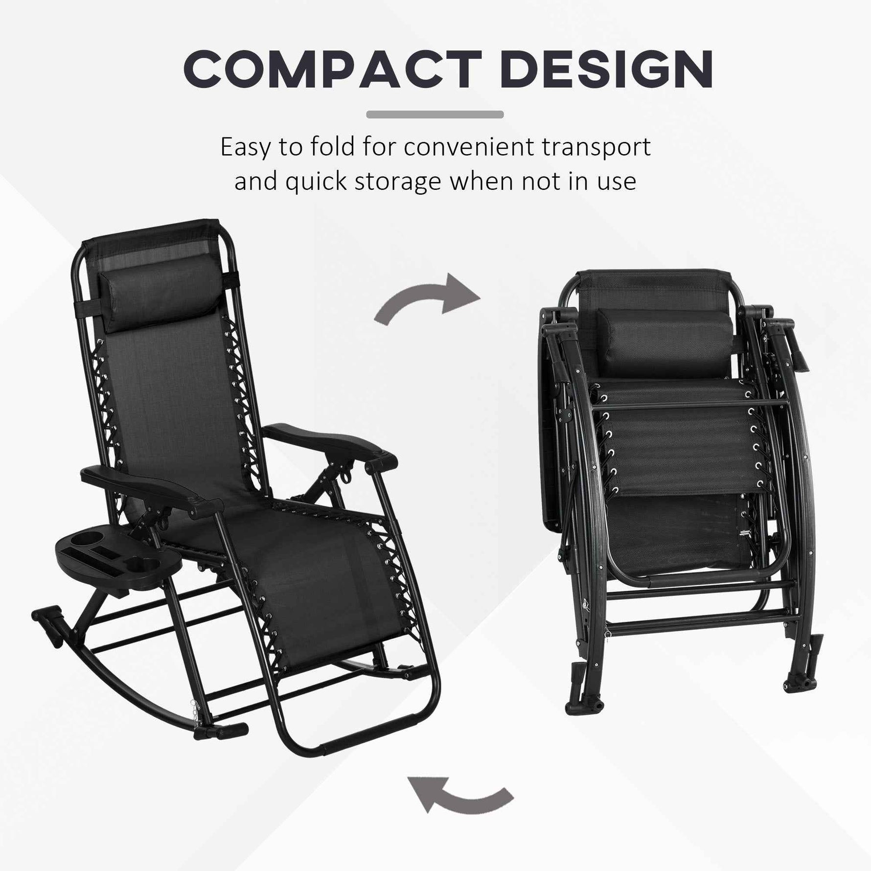 Outsunny Folding Zero Gravity Rocking Chair Set detail image 4