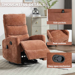 Heat Massage Manual Recliner Chair with Rocker and Swivel in Fabric for Living Room detail image 4