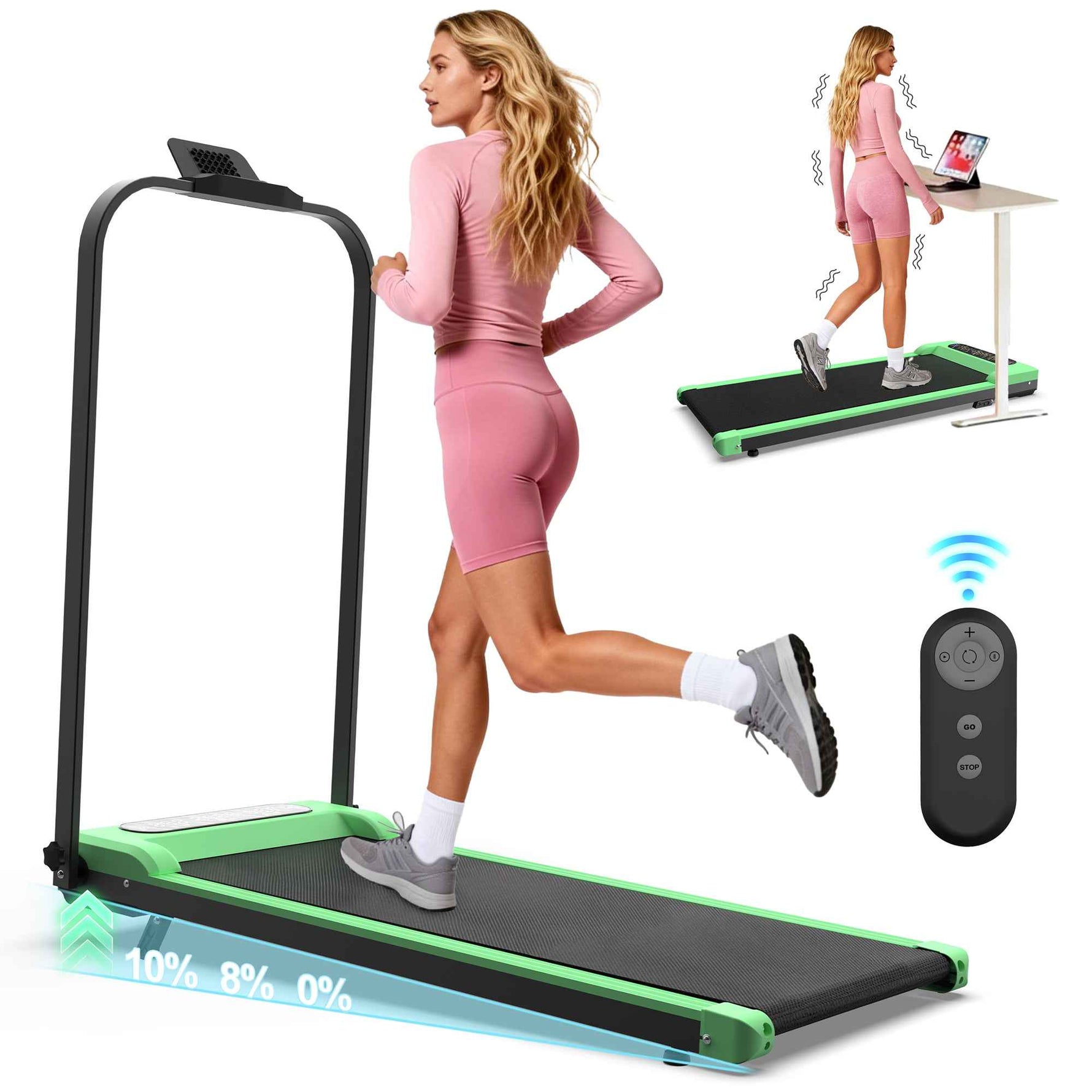 Foldable Under-Desk Walking Pad with Handlebar & Incline under-desk walking pad