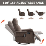 Heat Massage Manual Recliner Chair with Rocker and Swivel in Fabric for Living detail image 25