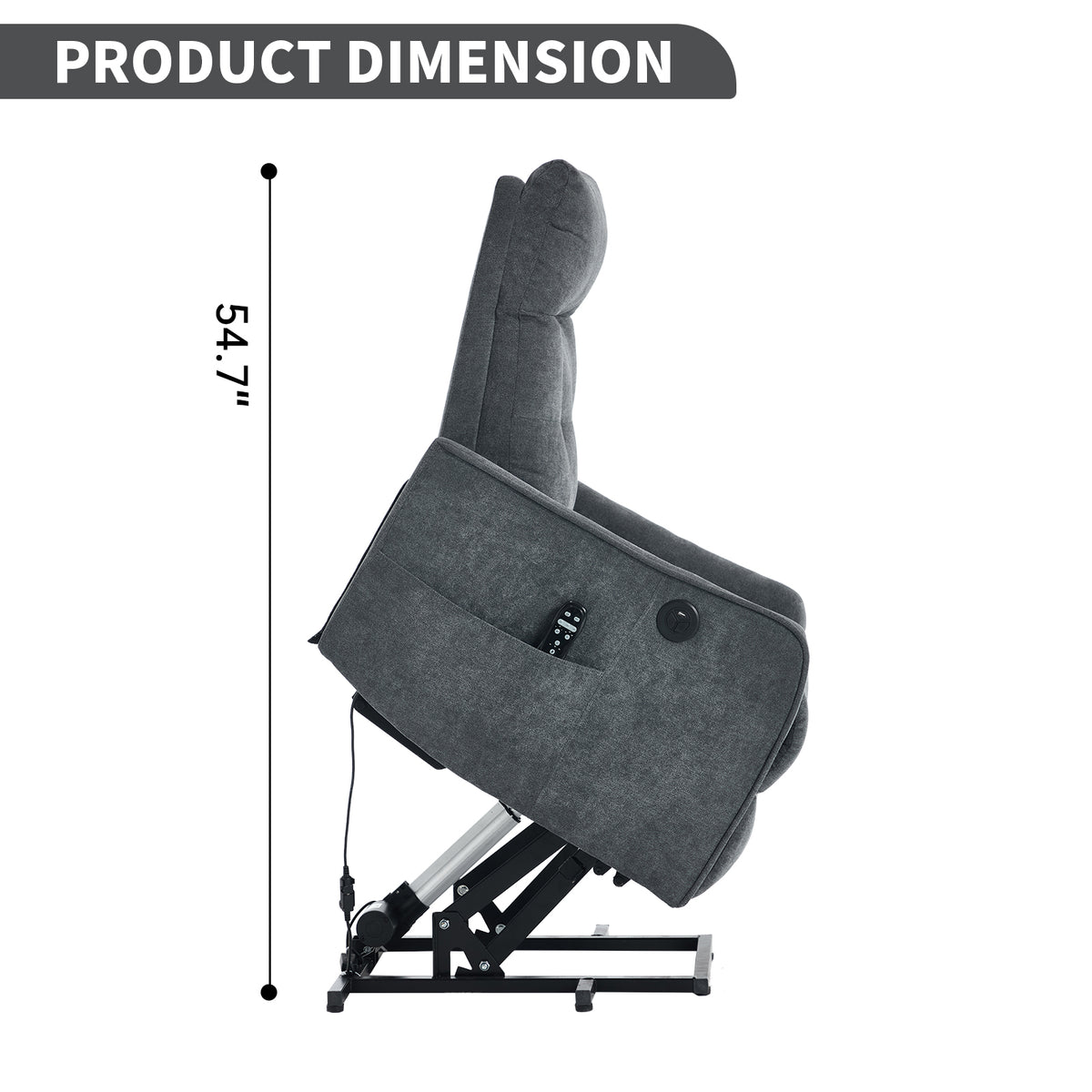 Chenille Single-Motor Power Lift Recliner with Massage & Heat detail image 51