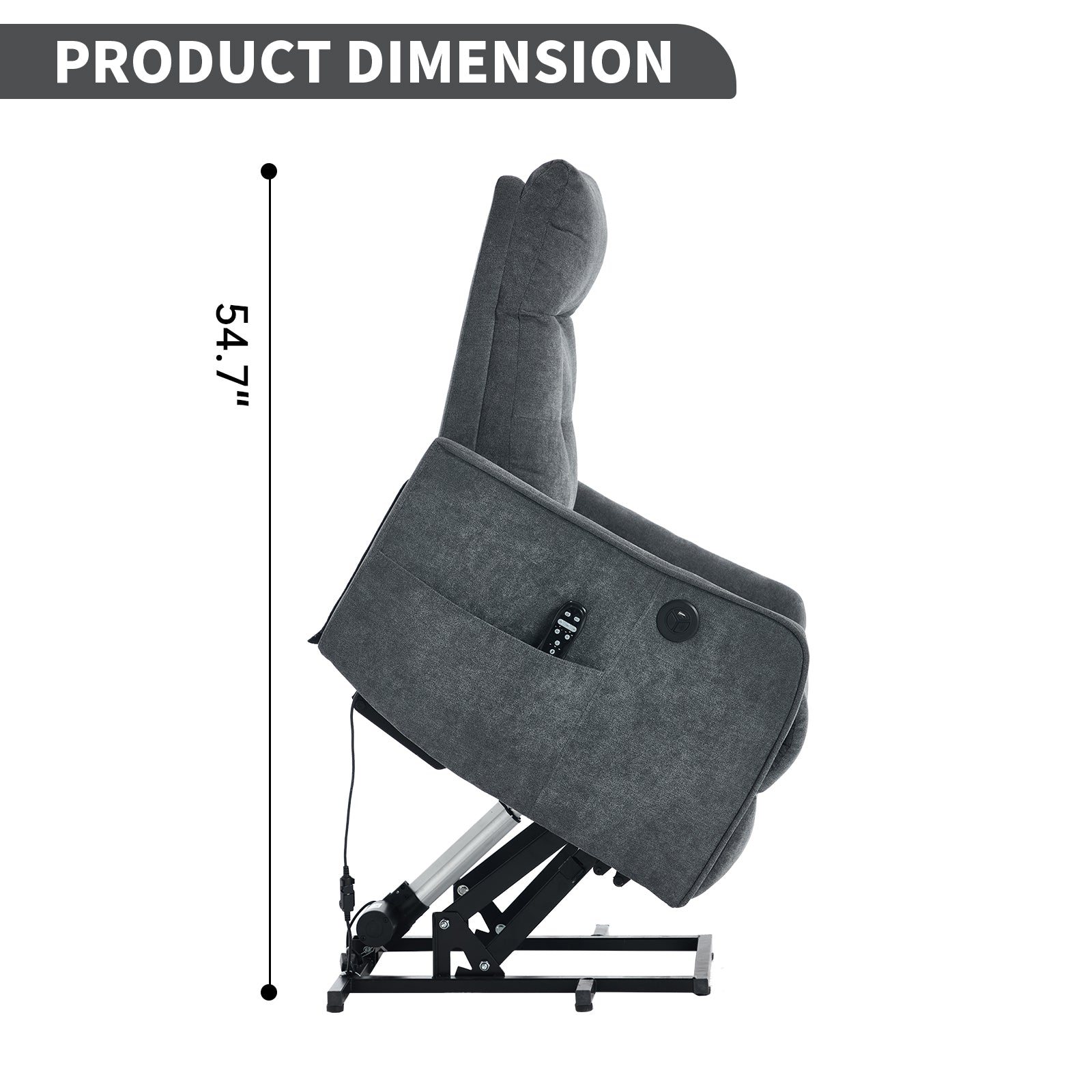 Chenille Single-Motor Power Lift Recliner with Massage & Heat detail image 51