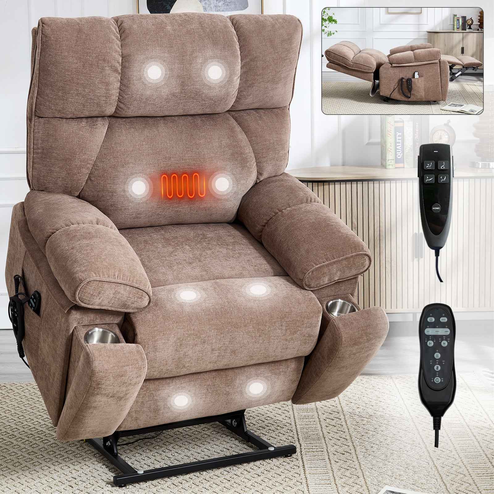 Dual-Motor Power Lift Recliner with Heat & Massage, 350 lb Capacity detail image 67