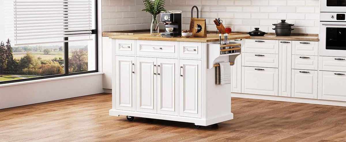 54 in. Rolling Kitchen Island with Drop Leaf & Storage product view 32