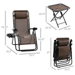 Outsunny Zero Gravity Chair Set with Side Table and Cup Holder detail image 7
