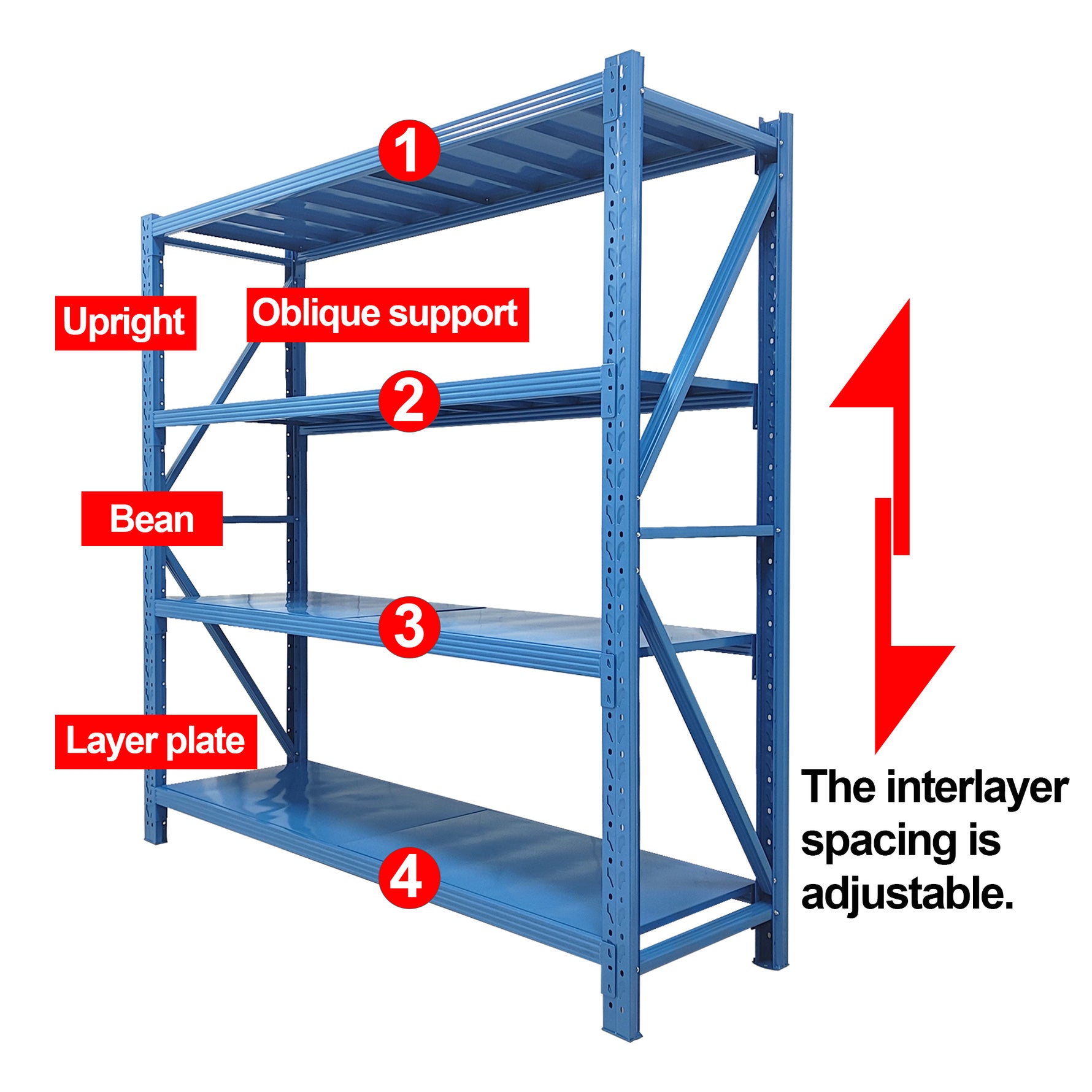 4-Tier Adjustable Metal Garage Shelving Unit for workshop, garage, storage, or utility use