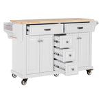 Rubberwood Kitchen Cart with 5 Drawers & Storage Cabinet product view 12
