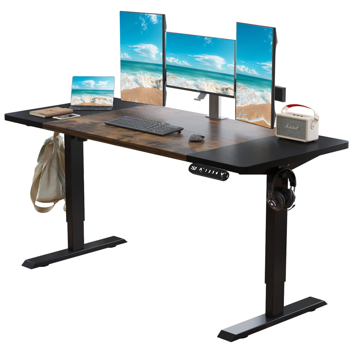 63" x 30" Electric Standing Desk with Splice Board workspace desk setup