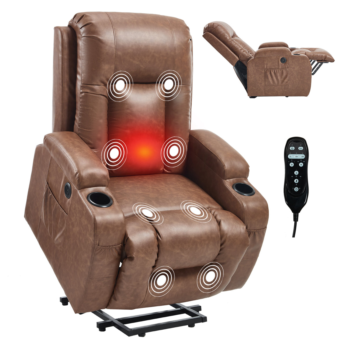 PU Infinite Position Up to 350 lb Single Motor Power Lift Recliner Chair detail image 31