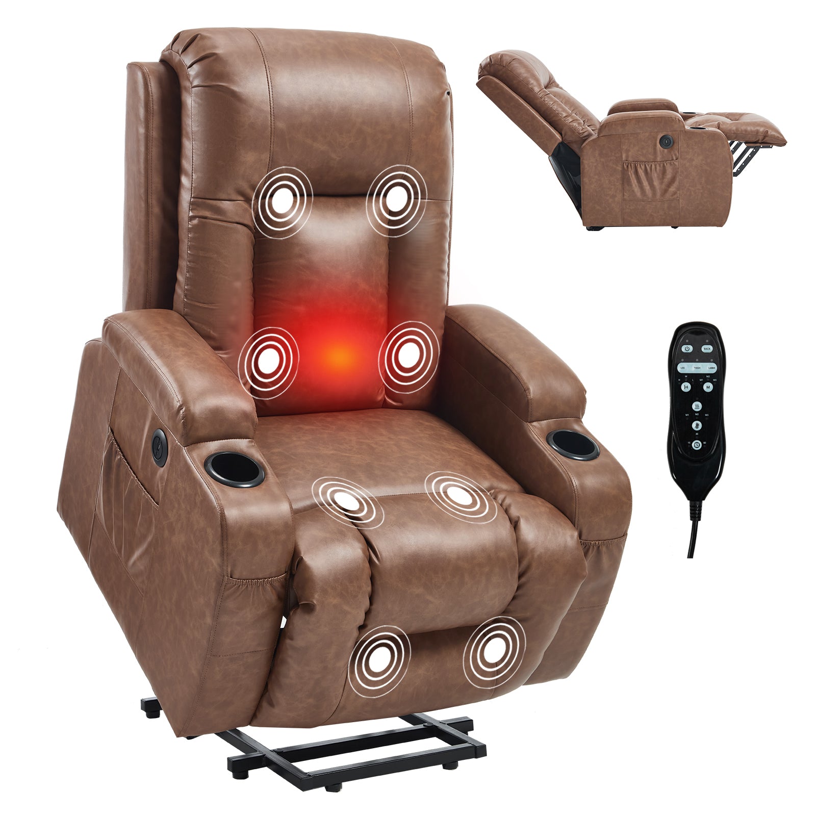PU Infinite Position Up to 350 lb Single Motor Power Lift Recliner Chair detail image 31
