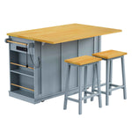 53 in. Farmhouse Kitchen Island with Power Outlet & Stools product view 72