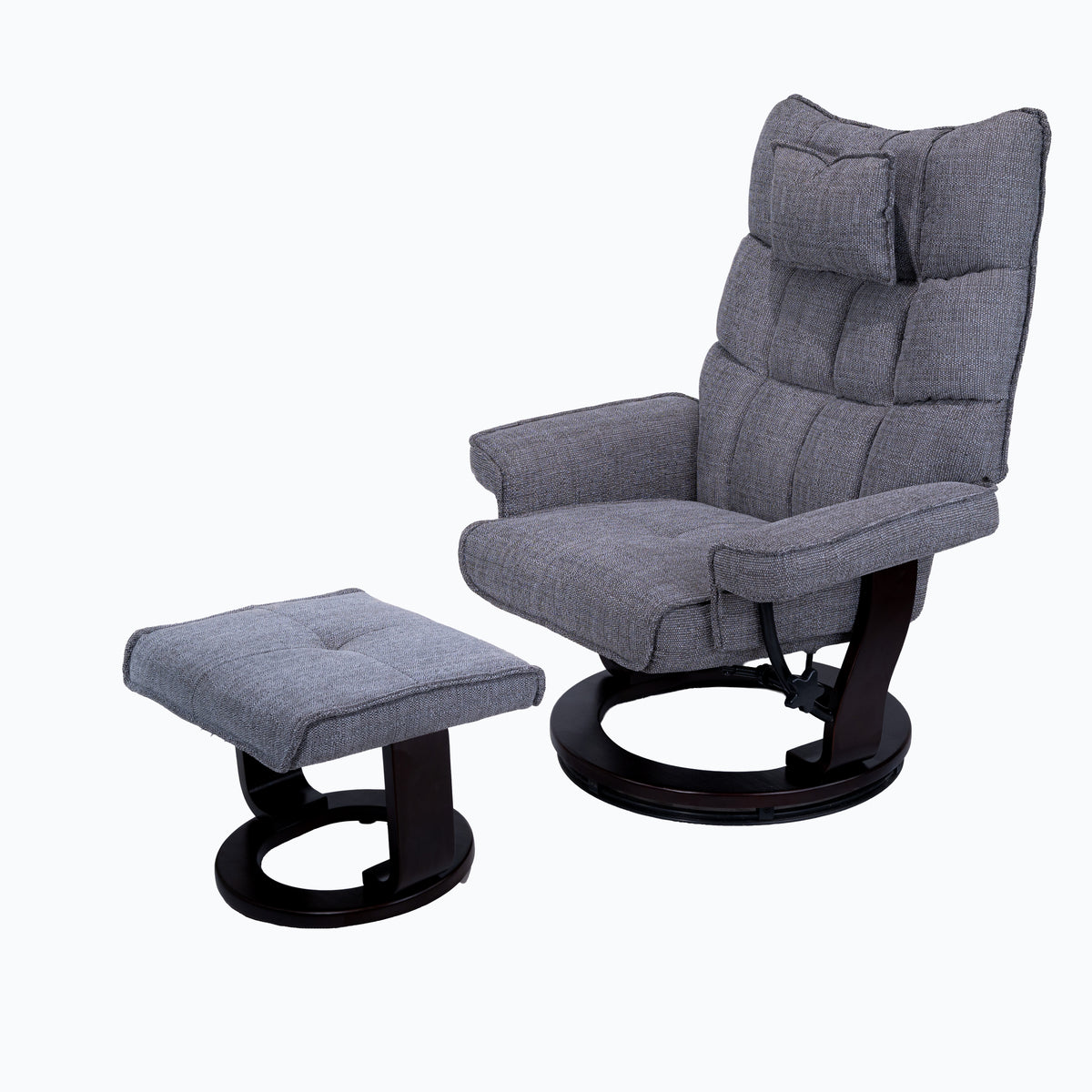 8-Point Massage Recliner with Ottoman, Heated Reclining Chair, Bent Wood Base detail image 16