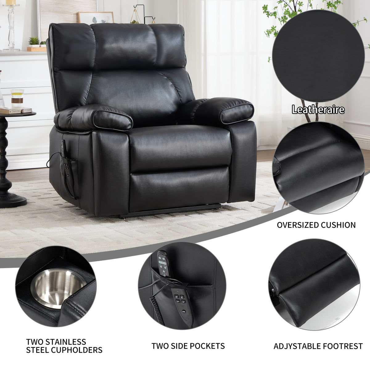 Dual-Motor Power Lift Recliner with Heat & Massage, 350 lb Capacity detail image 32
