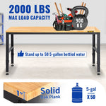 VEVOR Adjustable Height Hardwood Workbench with Power Outlets for workshop, garage, storage, or utility use