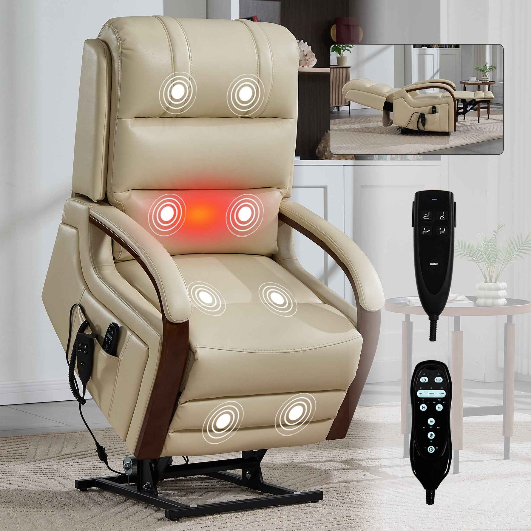Dual-Motor Leather-Air Power Lift Recliner detail image 20
