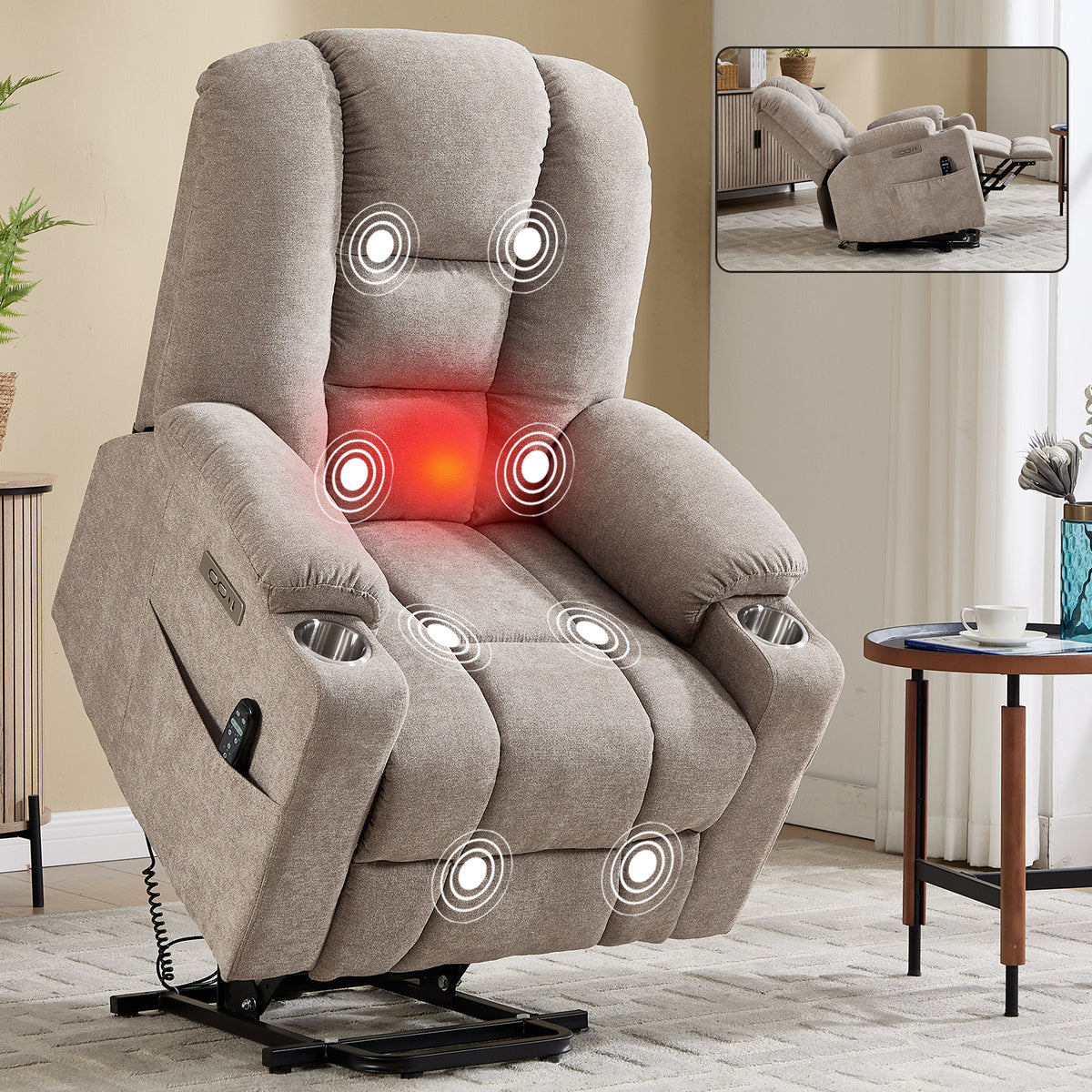 Large Dual-Motor Power Lift Heat & Massage Recliner detail image 48