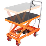 Manual Hydraulic Scissor Lift Table Cart with Non-Slip Pad for workshop, garage, storage, or utility use