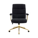 Textured Boucle Gold Office Chair with Padded Arms workspace desk setup