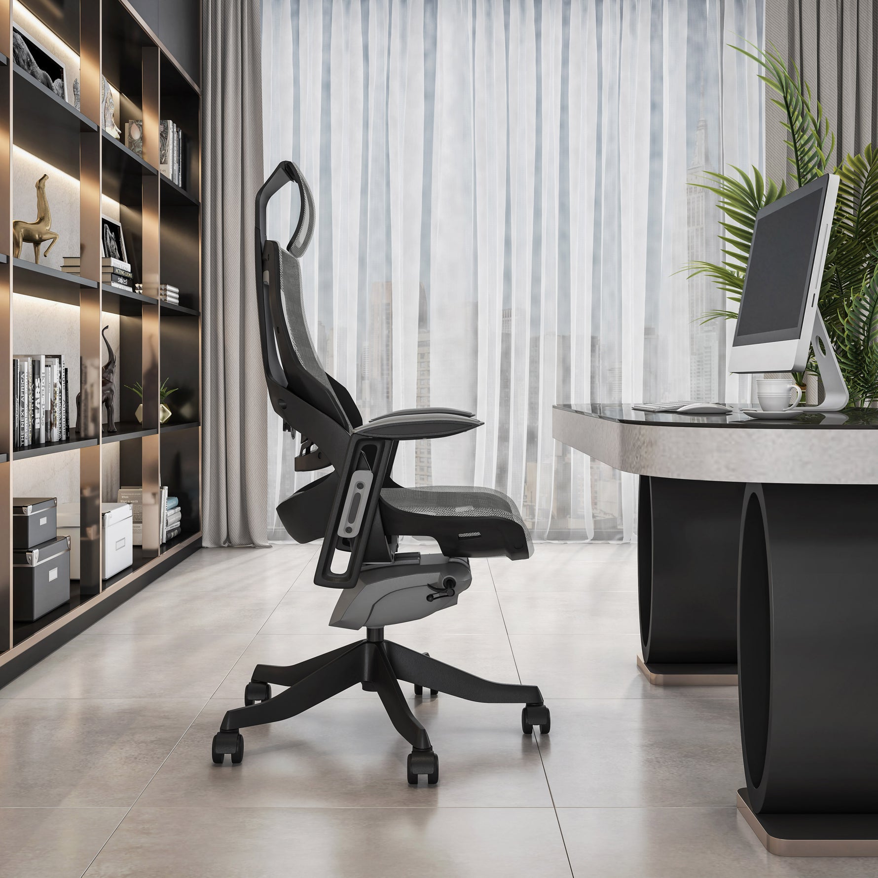 Techni Mobili LUX Ergonomic Executive Chair, Grey for home office seating