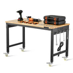 VEVOR Adjustable Height Hardwood Workbench with Power Outlets for workshop, garage, storage, or utility use