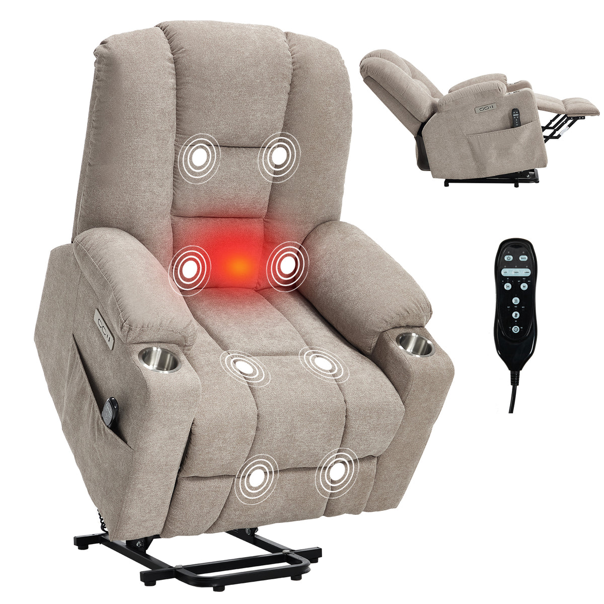 Large Dual-Motor Power Lift Heat & Massage Recliner detail image 50