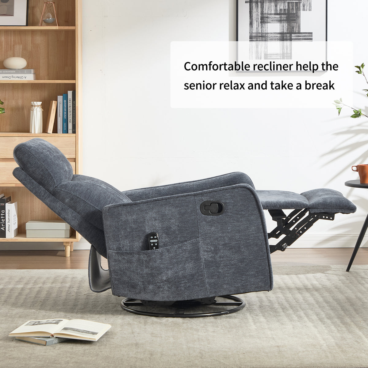 Heat Massage Manual Recliner Chair with Rocker and Swivel in Fabric for Living Room detail image 30