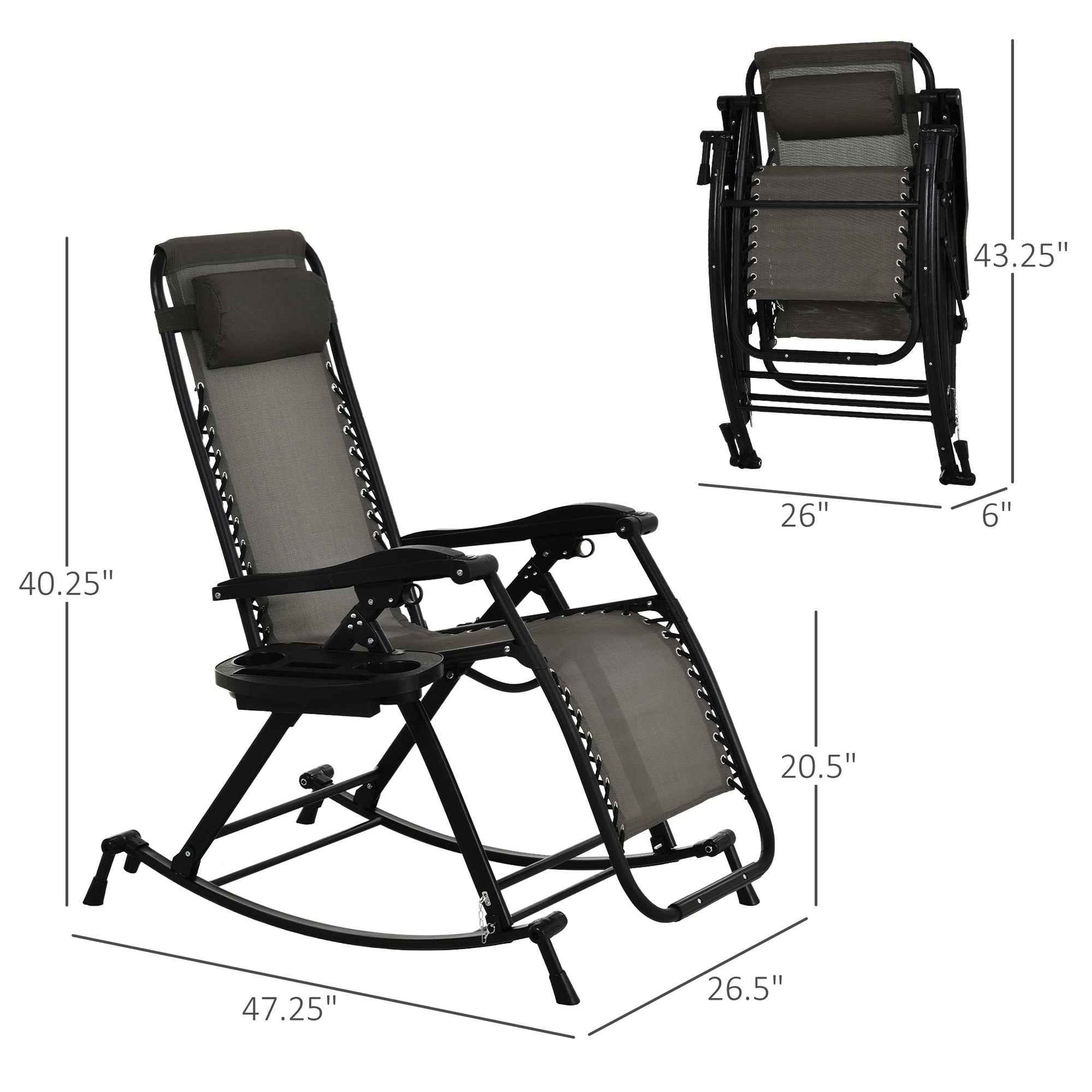 Folding Zero Gravity Rocking Lounge Chair detail image 14