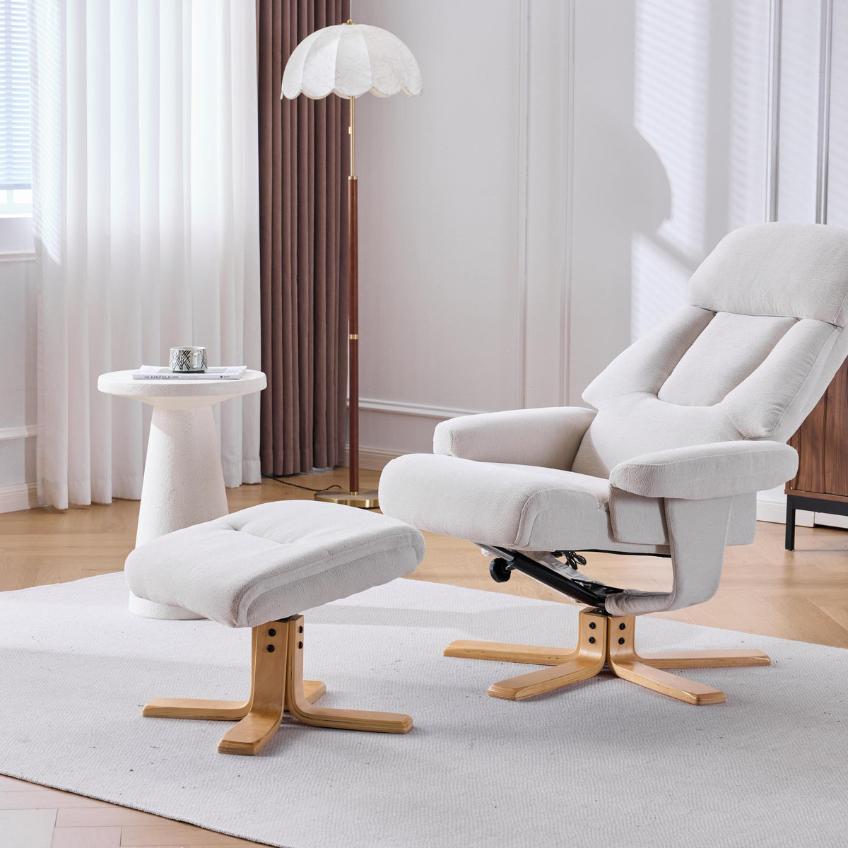 Modern Heated Massage 360° Swivel Recliner Accent Chair with Ottoman, Ergonomic detail image 11