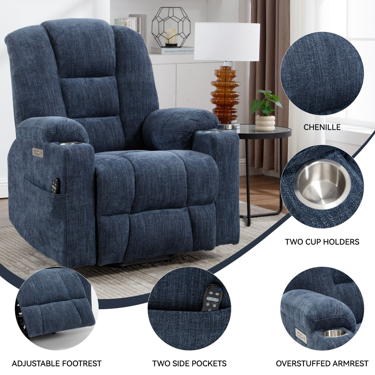 Large Dual-Motor Power Lift Heat & Massage Recliner detail image 73