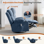 Swivel Rocker Recliner Chair with Vibration Massage, Heat, USB Port and Cup Holderrs detail image 17