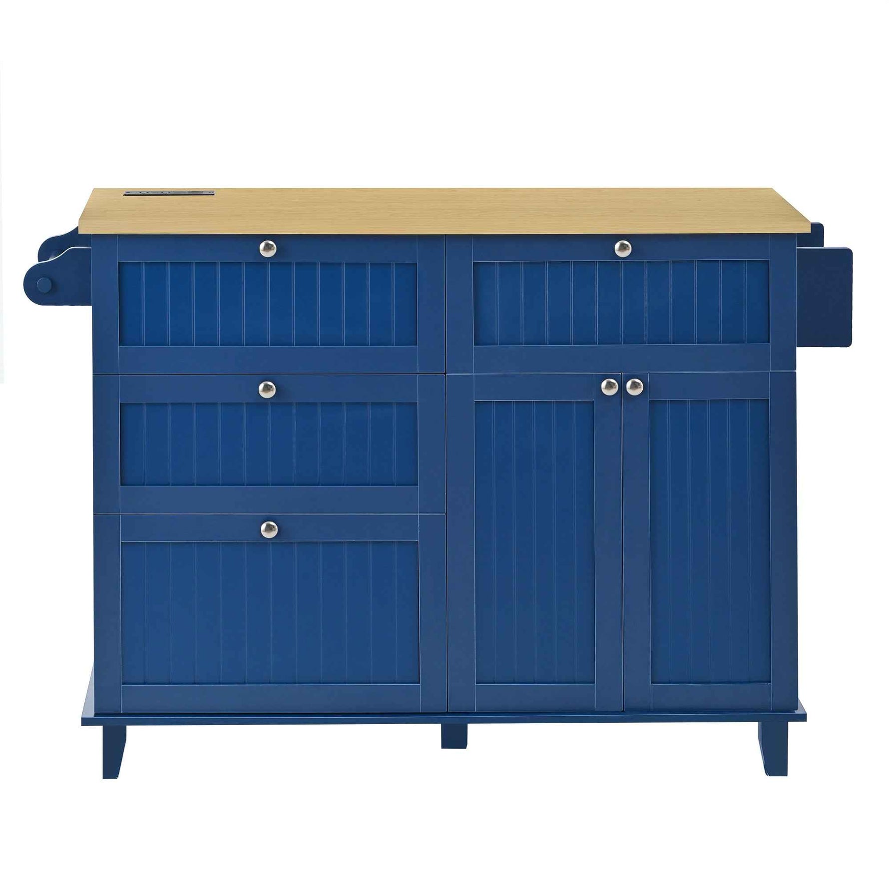 Farmhouse Kitchen Island with Drop Leaf, Power Outlet & 2 Seats product view 11