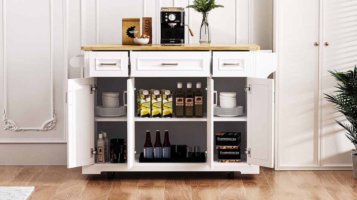 54 in. Rolling Kitchen Island with Drop Leaf & Storage product view 110