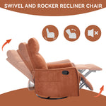 Heat Massage Manual Recliner Chair with Rocker and Swivel in Fabric for Living Room detail image 6