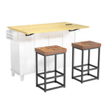 Farmhouse Kitchen Island with Drop Leaf, Power Outlet & 2 Seats product view 28