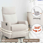 Heat Massage Manual Recliner Chair with Rocker and Swivel in Fabric for Living Room detail image 42