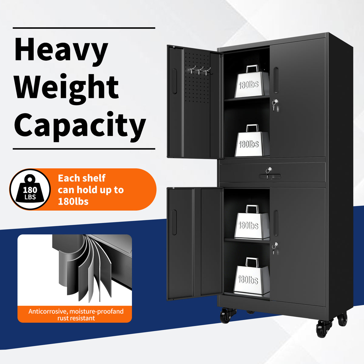 Metal Storage Cabinet with Drawer for workshop, garage, storage, or utility use