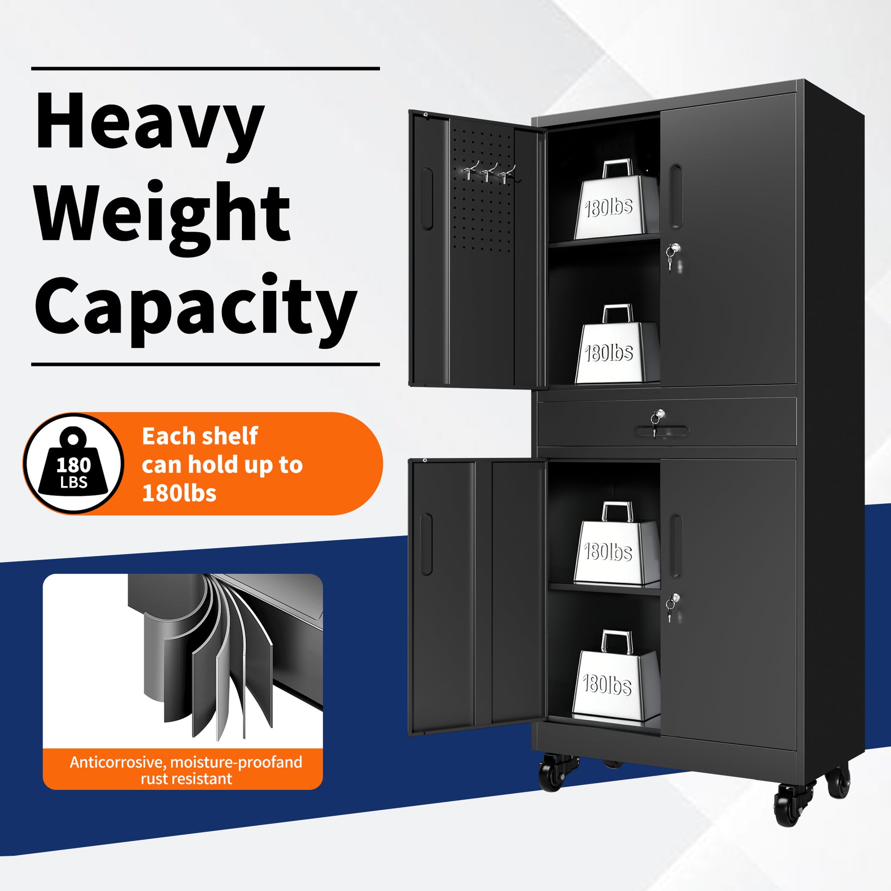 Metal Storage Cabinet with Drawer for workshop, garage, storage, or utility use