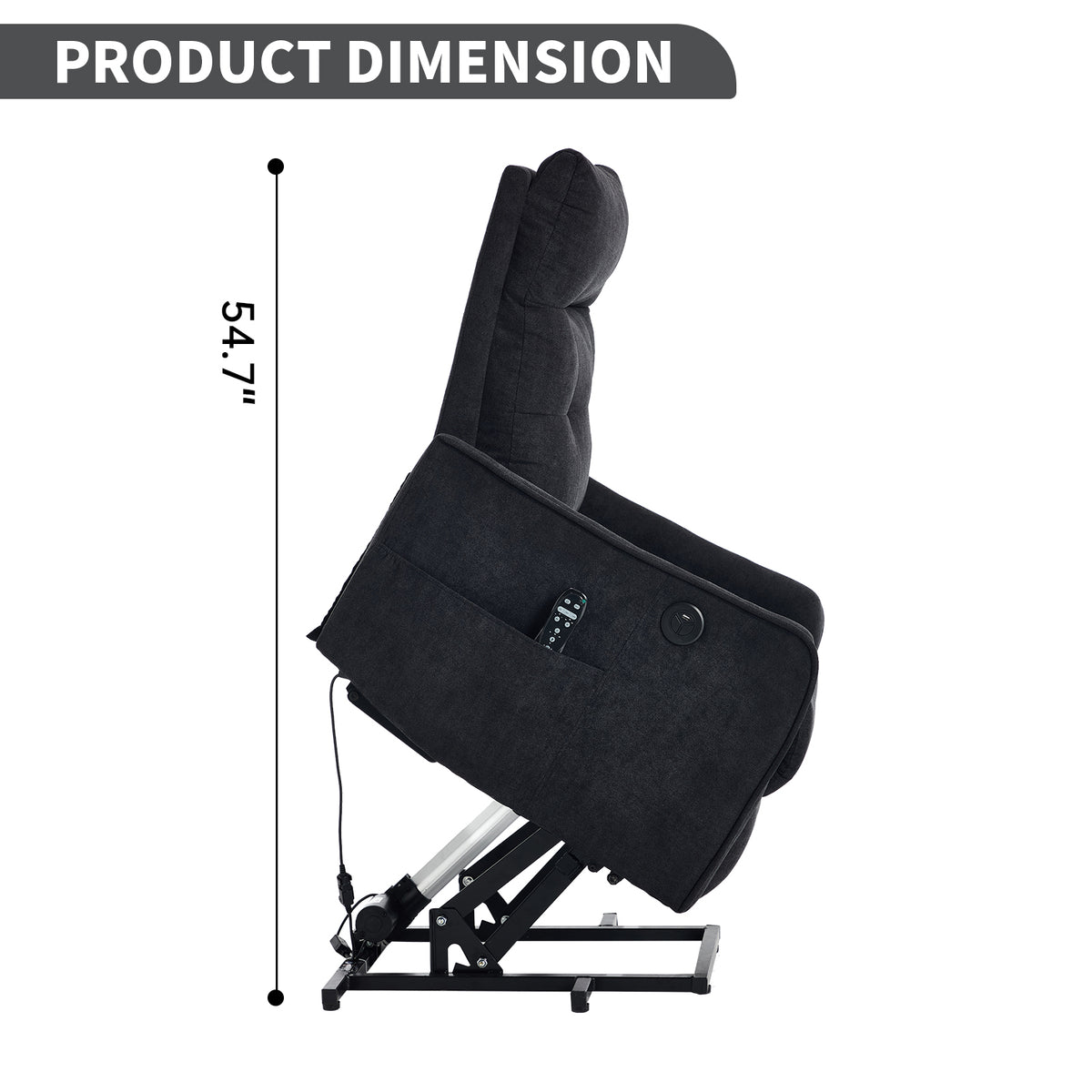 Chenille Single-Motor Power Lift Recliner with Massage & Heat detail image 69